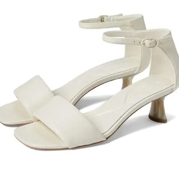 Vince Pepa Leather Ankle Strap Open Toe Kitten Heel Sandals in Marble Cream Sz 9 - Picture 4 of 14